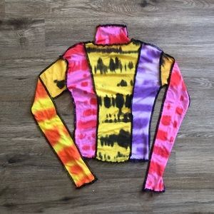 Mesh colorful turtleneck top